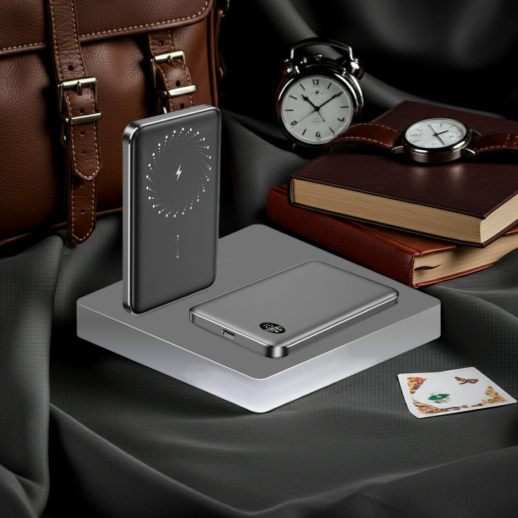 3-in-1 MagSafe Magnetic Wireless Power Bank – 10,000mAh Alloy