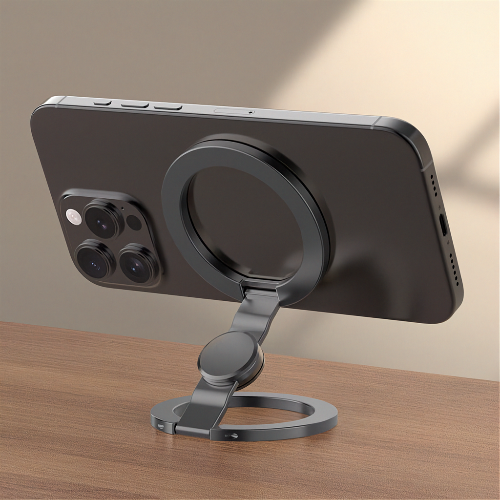 Magnetic Gyro Phone Holder – Zinc Alloy Desk Stand