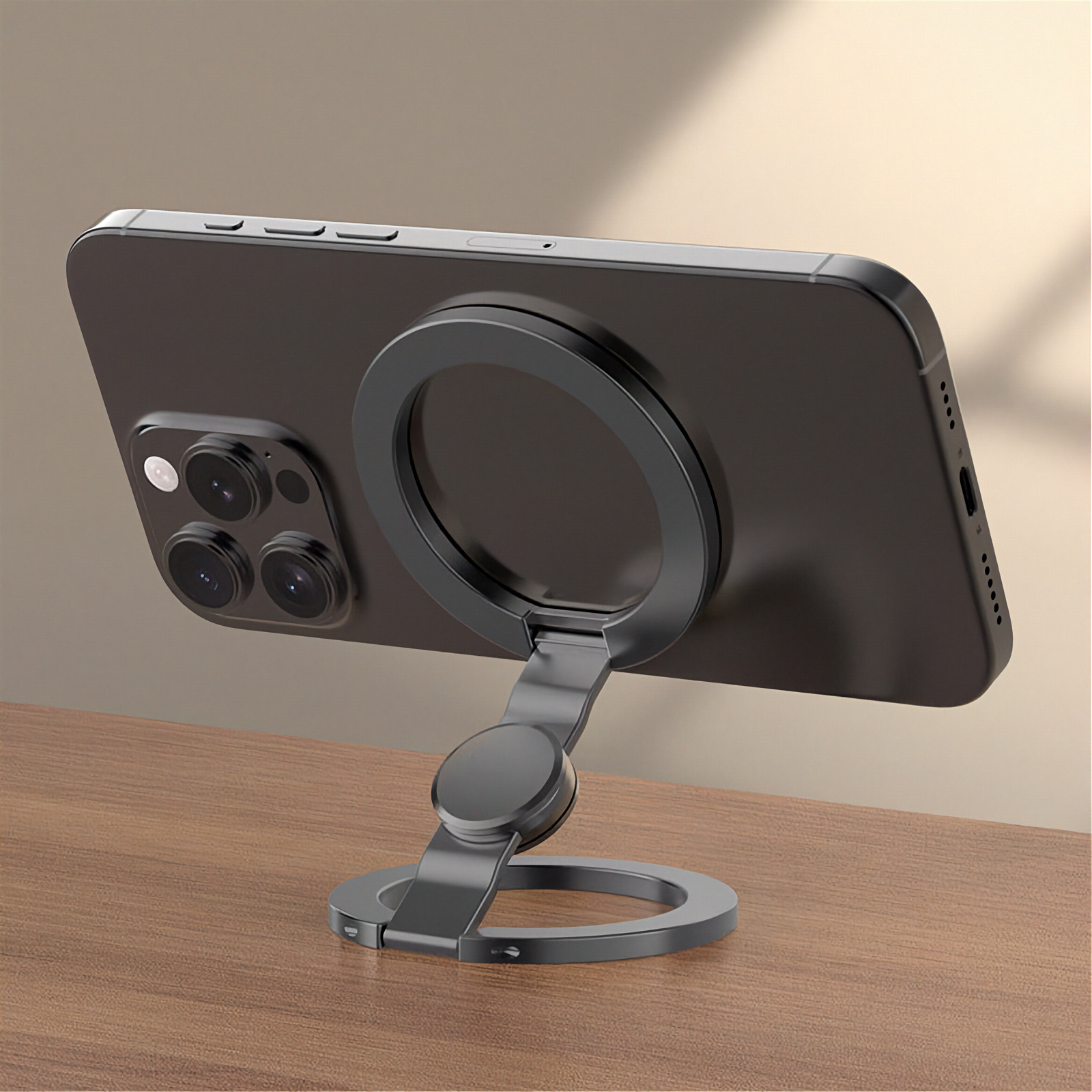 Magnetic Gyro Phone Holder – Zinc Alloy Desk Stand