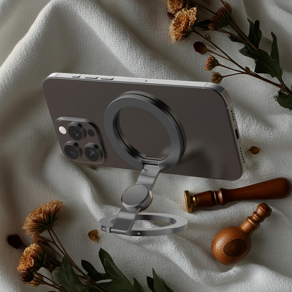 Magnetic Gyro Phone Holder – Zinc Alloy Desk Stand