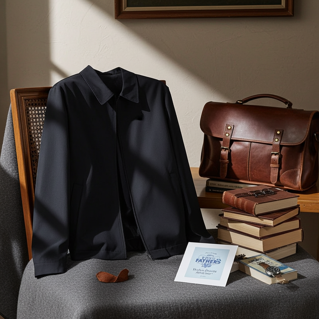 Mens Executive Jacket Notched Lapel Relaxed Fit Thin Style For Middle-aged Men
