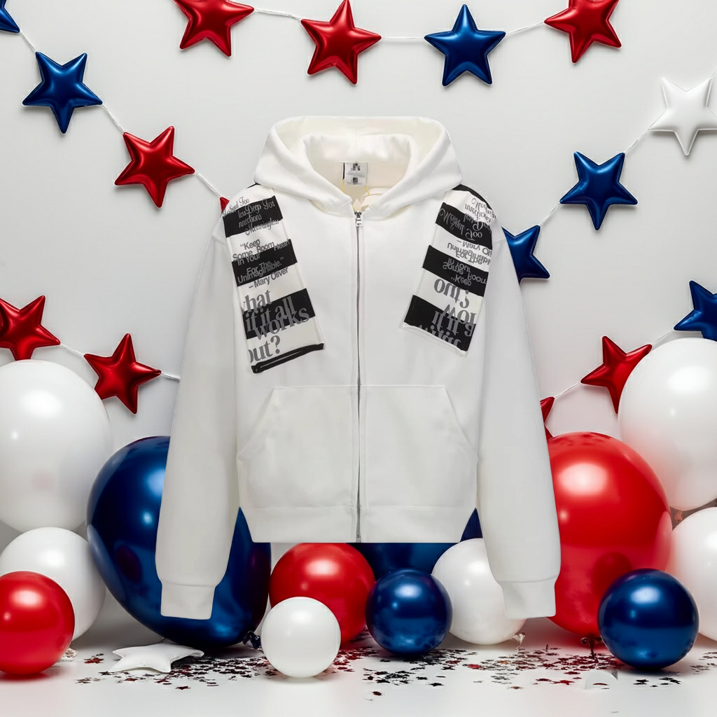 Letter-print Sporty Cardigan Hoodie For Men