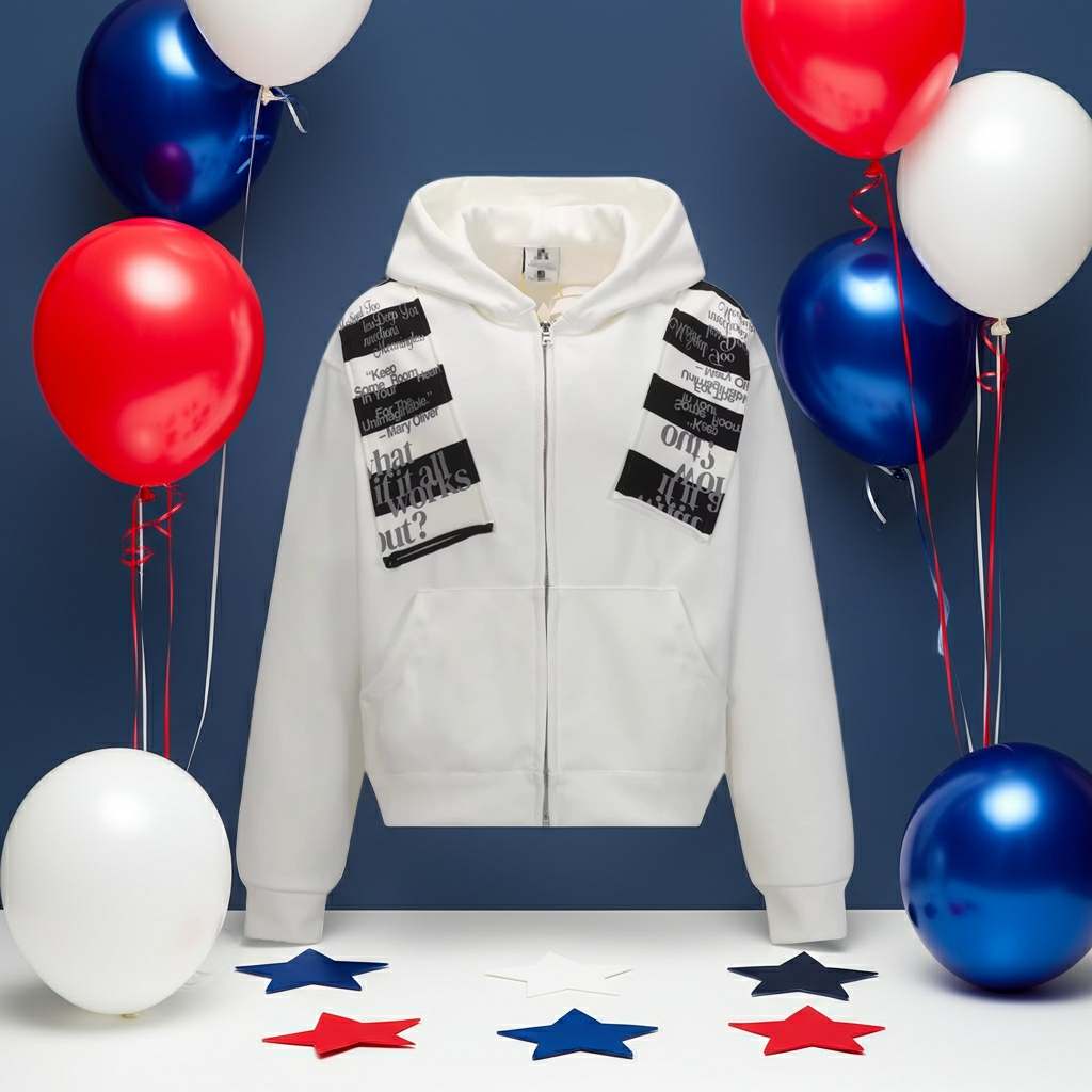 Letter-print Sporty Cardigan Hoodie For Men