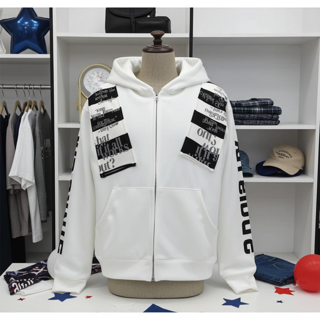 Letter-print Sporty Cardigan Hoodie For Men
